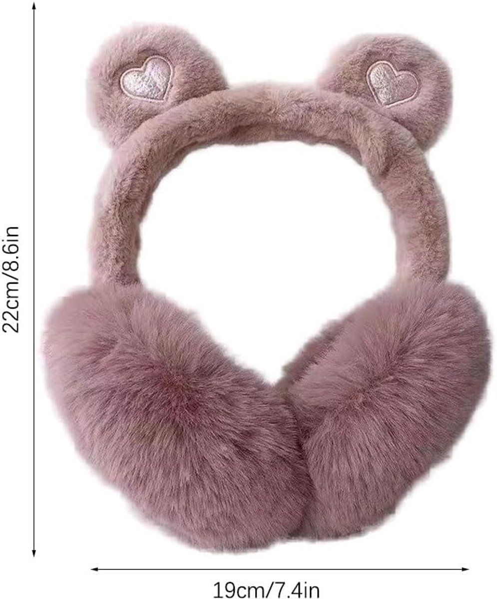 Soft children's thermal earmuffs with bear ears, designed for girls' winter wear, ideal for cold weather, travel, and daily use.
