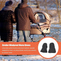 Black foldable stroller hand warmer gloves by Everything Baby, adjustable anti-freeze stroller accessories for cold weather.