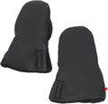 Black foldable stroller hand warmer gloves for baby strollers, adjustable anti-freeze stroller accessories, 30x20 cm.