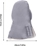 Grey foldable stroller hand warmer and gloves for baby strollers, adjustable anti-freeze stroller accessories from Everything Baby.