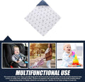 Blue and white double-sided baby blanket made of pure cotton, with three-point harness opening, suitable for strollers and car seats