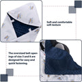 Blue and white double-sided pure cotton baby blanket with three-point harness opening, suitable for strollers, car seats, and prams.