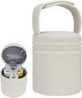 Baby breast milk cooler bag with detachable shoulder strap, insulated bottle storage, and baby care features.