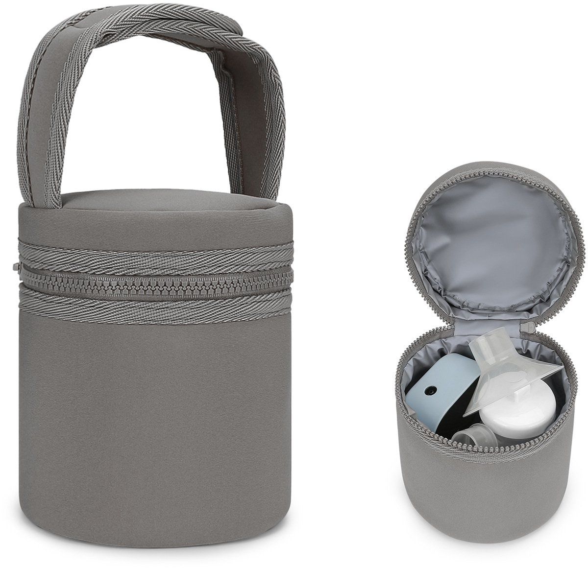 Brown breast milk cooler bag with detachable strap, designed for keeping milk at a constant temperature, suitable for nursing.