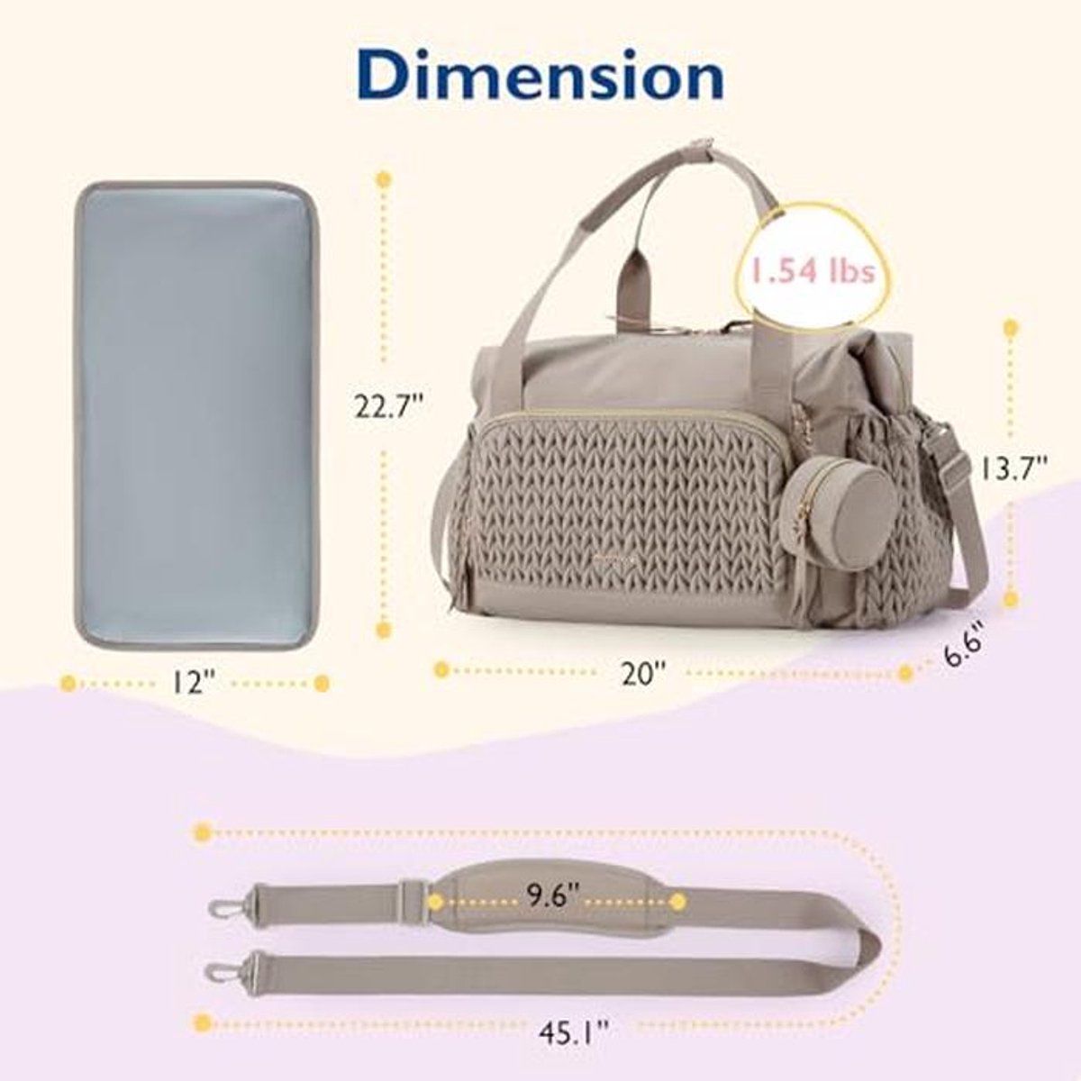 Large capacity diaper bag tote from Everything Baby with multiple storage pockets, ideal for travel, hospital visits, and daily outings.