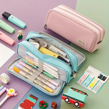 PALIFEUR Pencil Case Large Capacity Pencil Pouch, Multi-layer Aesthetic Pen Bag, Sturdy Multifunctional Pencil Bag, Pencil Box, Sky Blue