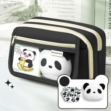 PALIFEUR Pencil Case Large Capacity Pencil Pouch, Multi-layer Aesthetic Pen Bag, Sturdy Multifunctional Pencil Bag, Pencil Box, Sky Blue Z-1-Black