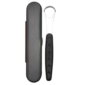 Tongue Scraper Cleaner 100% BPA Free Tongue Scrapers with Soft Handle for Adults, Kids, Healthy Oral Care, Easy to Use, Help Fight Bad Breath,with A Portable Travel Case-Black Black 1.18*0.98*6.1inch 1Pcs