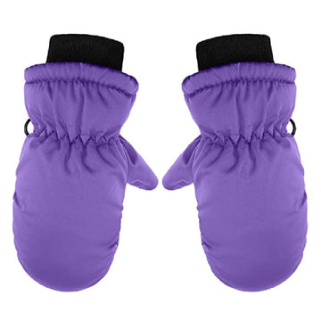 GXWEA 2T Gloves Kids Waterproof Gloves Kids Gloves Winter Gloves Thick Gloves Stretchy Warm Gloves Boys Girls 6-11 Year One Size Purple