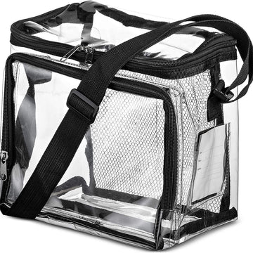 Tutuviw Clear Lunch Bags for Correctional Officers Plastic Transparent Lunch Tote Stadium Bags with Adjustable Strap and Front Zipper Pocket See Through Lunch Box for Work Men Women Picnic