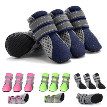 SPRING PARK Small Dog Shoes, Slip Resistant 4pcs Dog Puppy Boots Booties Pet Sneakers with Reflective Fastener Tape for Small Medium Dogs, Protect Paws Easy to Wear Daily Use M Blue