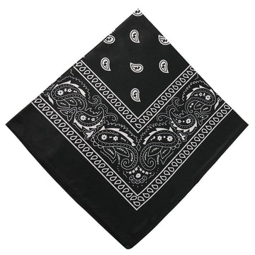 22 inch Cotton Paisley Bandana Multi Colored Set Cowboy Bandana Head Scarf Double-sided for Men & Women Black