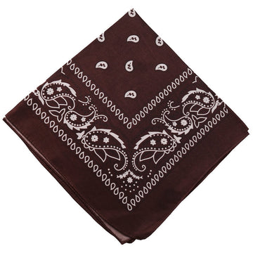 22 inch Cotton Paisley Bandana Multi Colored Set Cowboy Bandana Head Scarf Double-sided for Men & Women Coffee