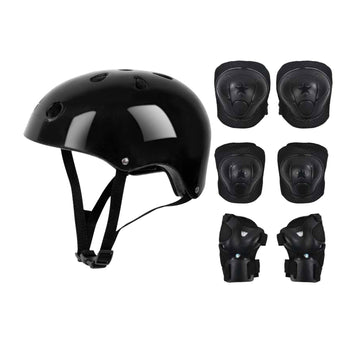 Kids Helmet Knee Elbow Pads Wrist Guard Sport Protective Gear Adjustable Scooter Skateboard Roller Bike Skate Cycling Set for Boy Girl Black