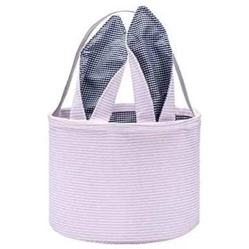 Cute Personalized Easter Bunny Basket for Kids - Serviceable Plastic Easter Egg Hunt Gift Basket, Ages 3-8 7.5×9 in Pink
