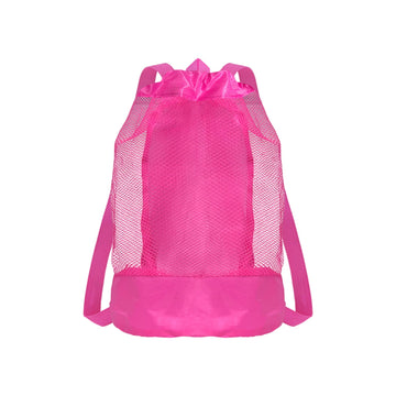 Swim Bag Mesh Drawstring Backpack Beach Backpack for Swimming, Gym, and Workout Gear Hot Pink