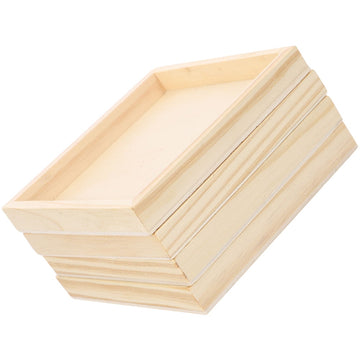 HOOWIFFY 4-Piece Khaki Wood Puzzle Organizer Set - Storage Boxes for Kids Building Blocks and Toy Storage