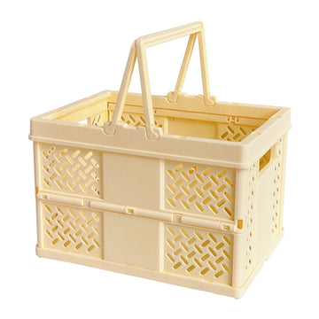 Large Picnic Basket, Collapsible Picnic Basket, Basket With Handle, Beach Picnic Basket, For Home, Kitchen, Camping, Picnic, Beach, Shopping Yellow