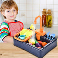 19-piece kids' pretend kitchen sink toy set with play food, color-changing dishes, and running water for imaginative play.