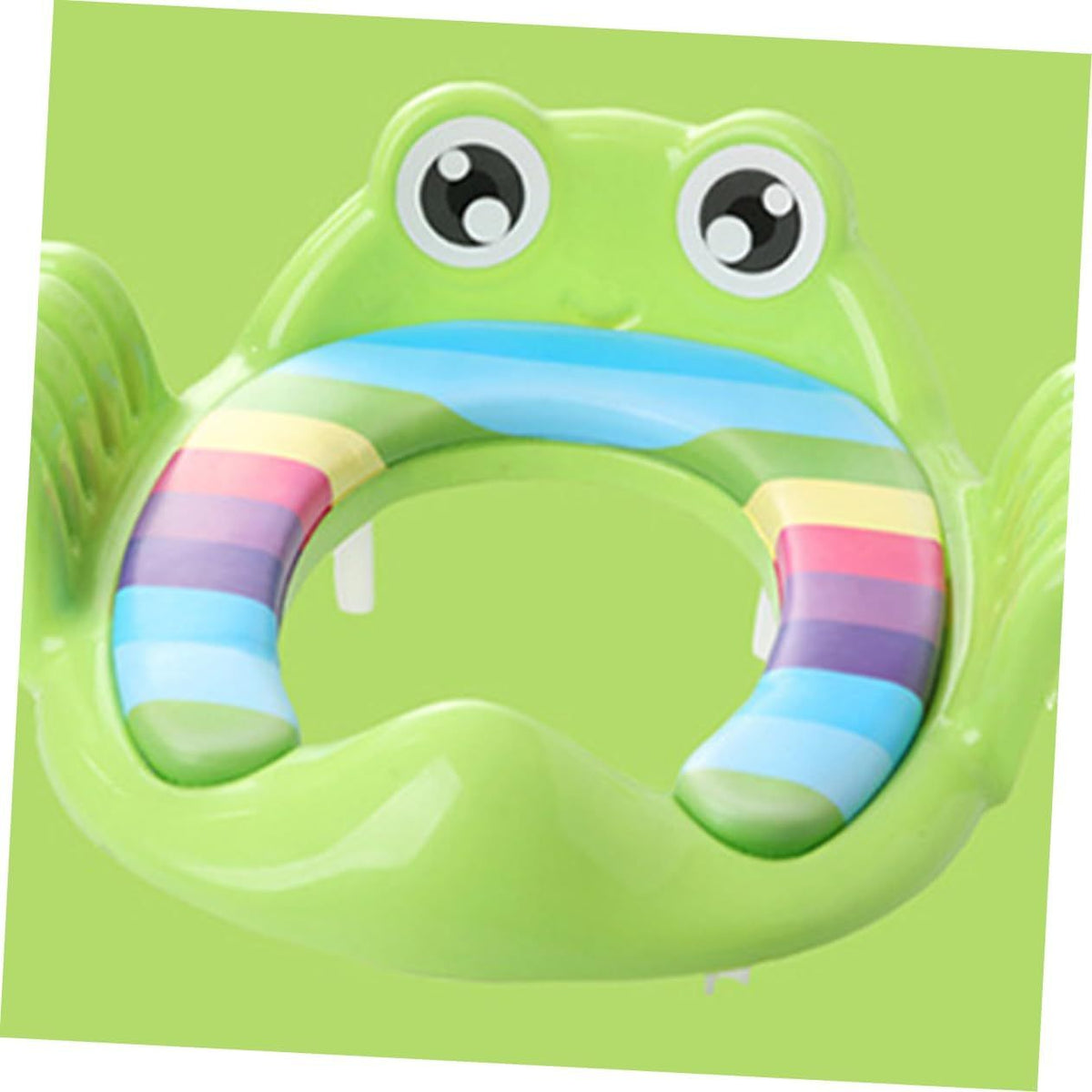 Green children's toilet seat by Everything Baby, portable potty trainer for boys and girls with slip-on design for easy use.