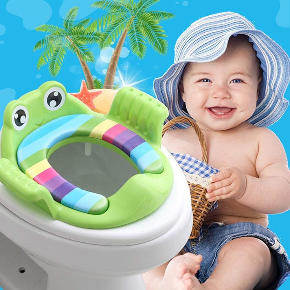 Green children's potty trainer seat by Everything Baby, portable slip-on toilet seat for boys and girls, ideal for travel and home use.