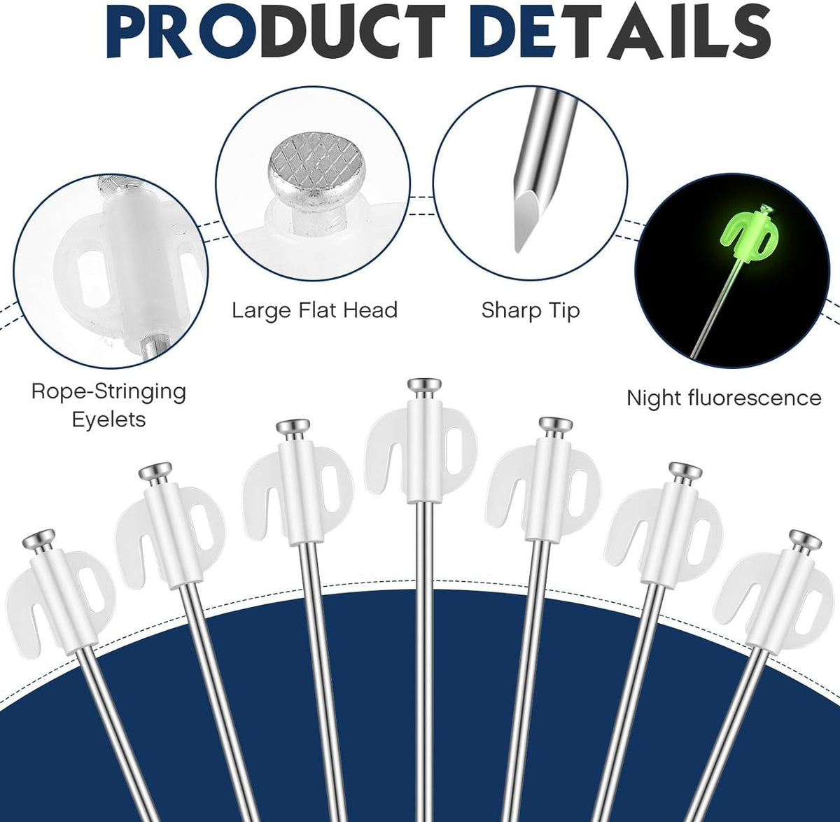 30 galvanized steel tent stakes with fluorescent stoppers, 7.9 inches, heavy-duty outdoor tent pegs for camping and outdoor play.