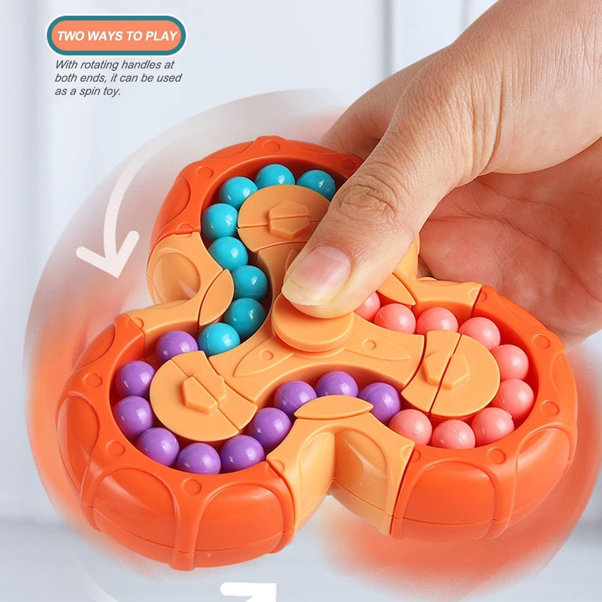 Magic Bean Puzzle Toy by Everything Baby, a 2-in-1 rotating magic ball brain teaser game for kids and teens, pretend play toy.