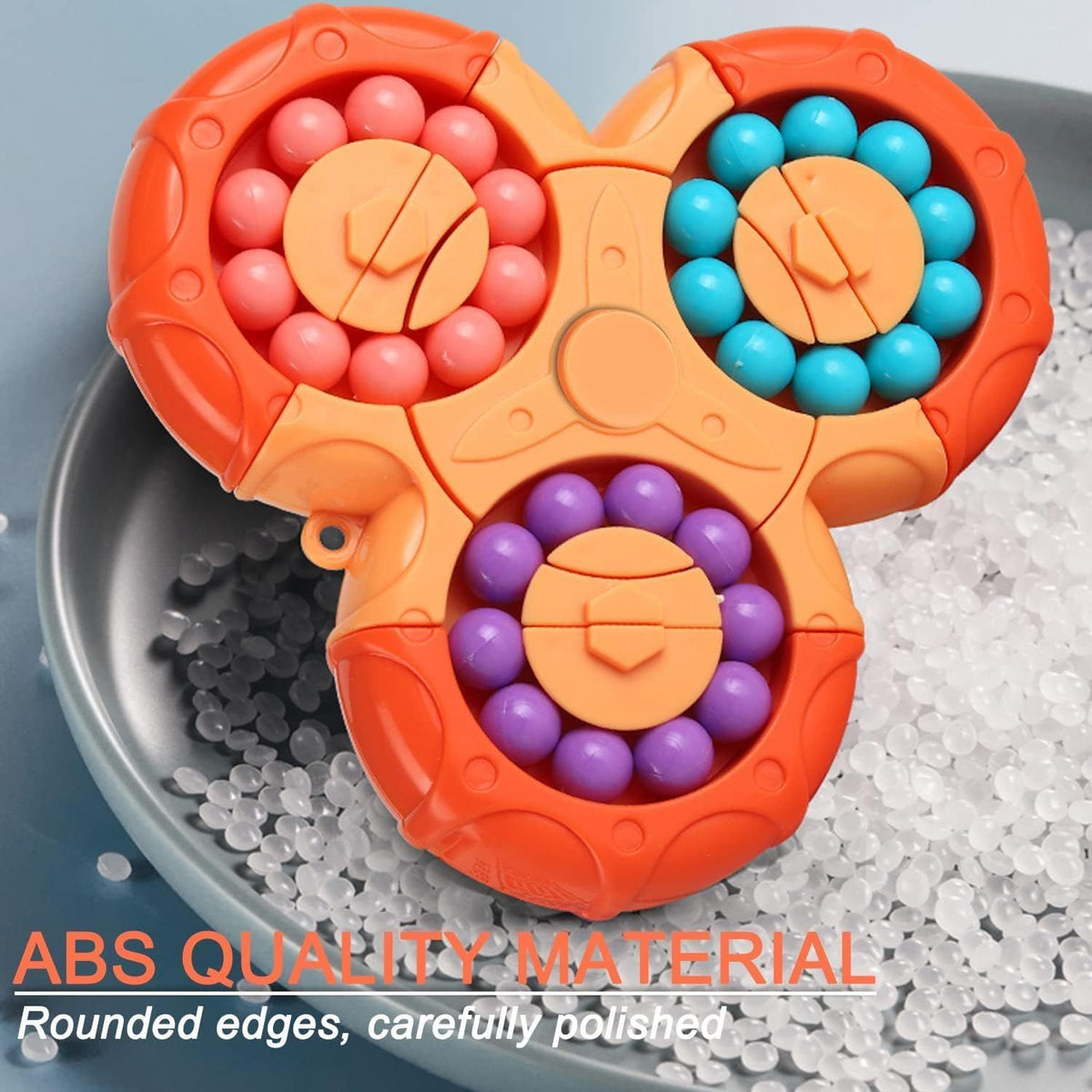 Magic Bean Puzzle Toy by Everything Baby, a rotating 2-in-1 magic ball brain teaser game for kids and adults in pretend play.