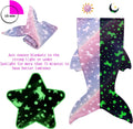 Glow-in-the-dark mermaid tail blanket for girls, super soft plush flannel sleepwear, perfect for cozy nights for ages 1-10.