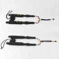 Leather saxophone strap with gold snap and adjustable feature, designed for saxophone players, suitable for musical toy display