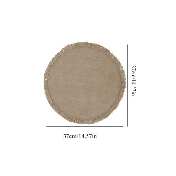 Round Placemats Linen Material Drinking Coaster Table Mat Heat Insulation Mat Round Table Mats for Kitchen Restaurant