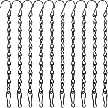 10 Pack 9.5 Inch Black Hanging Chains, Garden Plant Hangers for Hanging Bird Feeders, Billboards, Chalkboards, Basket, Planters