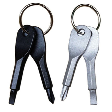 2 Pcs Portable Keychain Screwdriver Set, Mini Pocket Key Chain Phillips Slotted Head Screwdriver with Key Ring, Outdoors