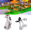 Miniature toddler kitchen tools set by Everything Baby, including utensils, spoon, shovel, and cookware for pretend play dollhouse.