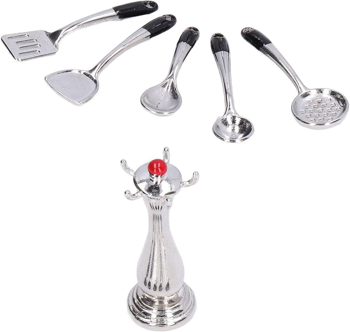 Miniature toddler kitchen utensils set with spoon and shovel for pretend play, part of Everything Baby’s 1:12 mini home kitchen kit.