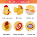 Electric plush chicken toy from Everything Baby, dancing, singing, and laying three plastic eggs for pretend play.