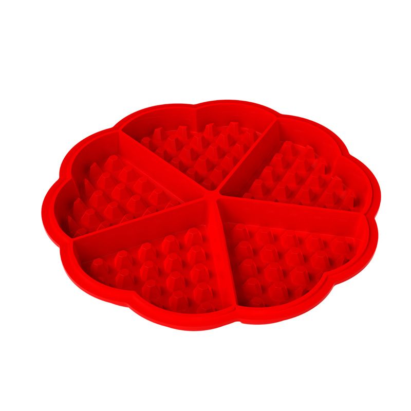 Red silicone cavity waffle mold for baking, reusable nonstick pan, ideal for DIY baking and pretend play with kids