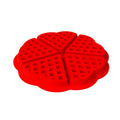 Red silicone cavity waffle mold for baking, reusable nonstick pan from Everything Baby, ideal for creative pretend play and baking.