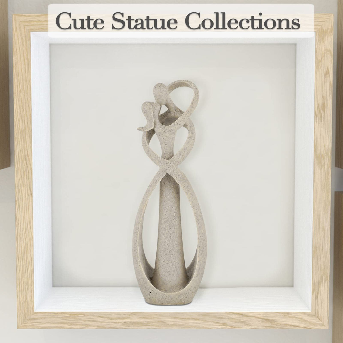 Handmade sandstone Kiss Lovers couple statue with abstract design, suitable for outdoor garden or art decor display.