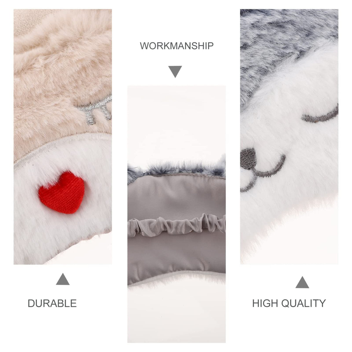 Two plush sleep facial masks and scratch gloves featuring cute baby and toddler designs, including a dog and deer, by Everything Baby.