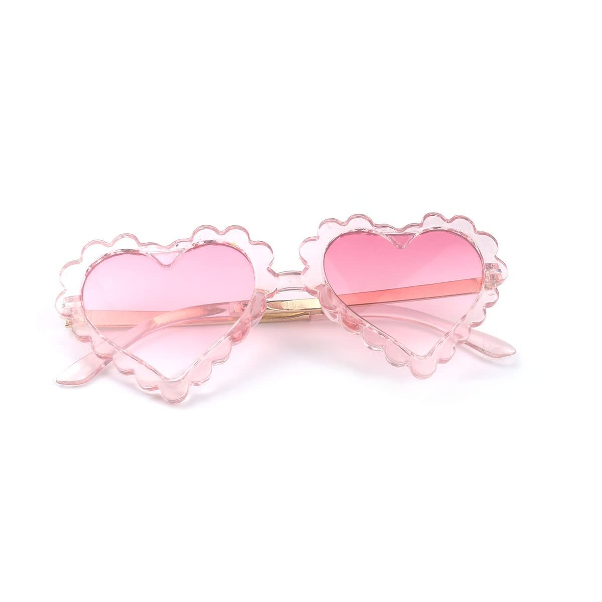 Cute girl heart-shaped sunglasses for toddlers, UV protection fashion sunglasses for outdoor, parties, and beach activities.