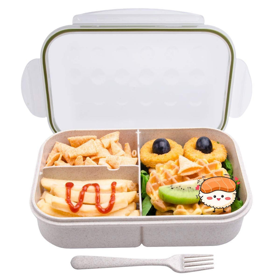 Kids' Bento Box by Everything Baby, leak-proof lunch container with BPA-free and chemical dye-free design, ideal for kids' school lunches.