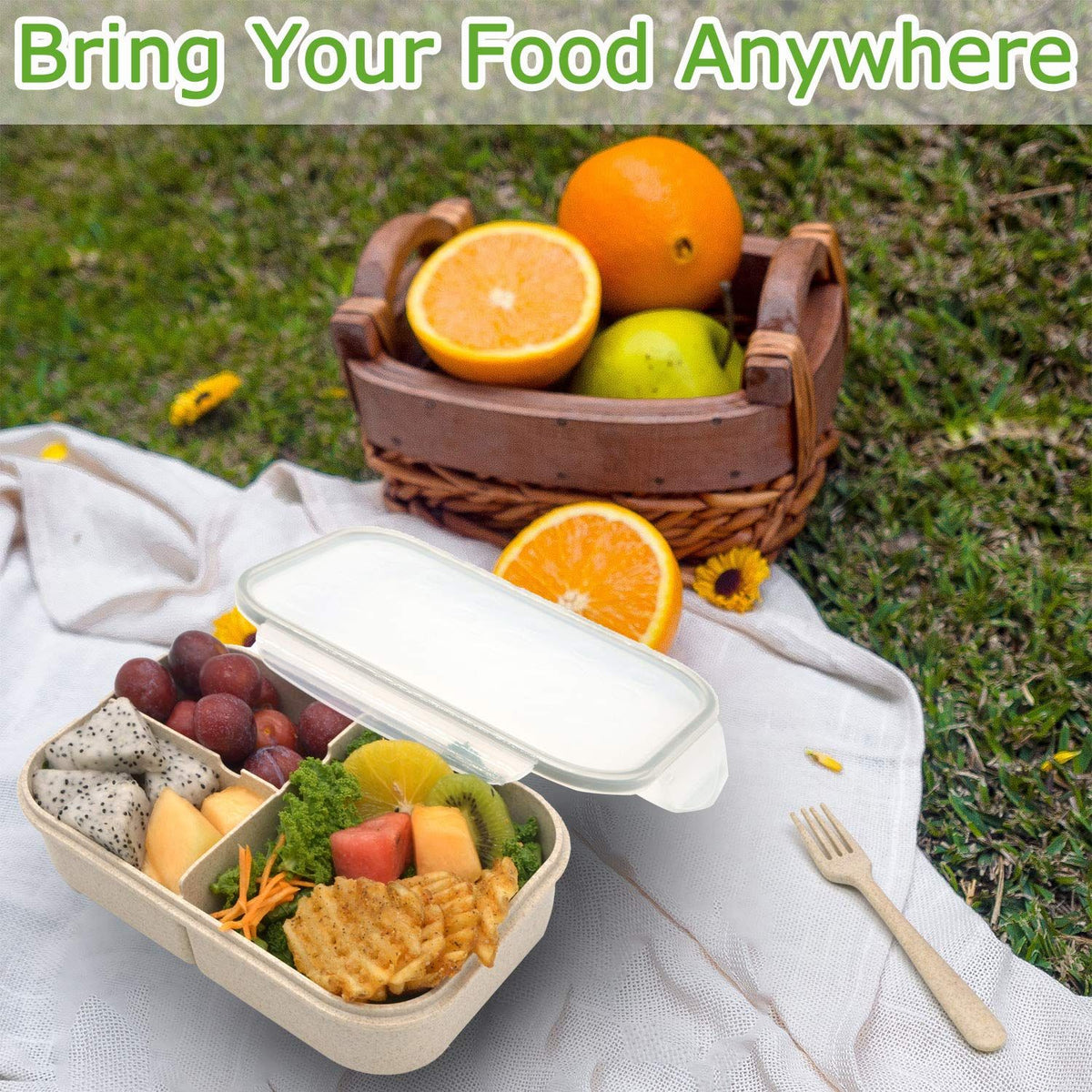 Kids' Bento Box by Everything Baby featuring leak-proof design, BPA-free, and chemical-free lunch container for children.