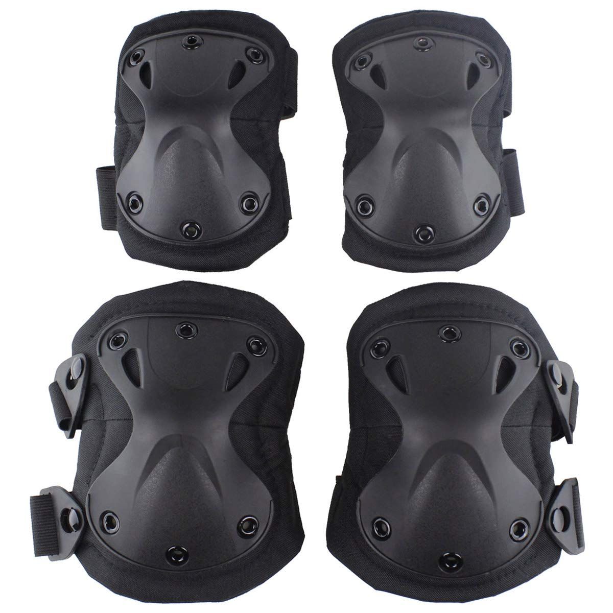 Baby and kids' tactical protective pads set for knees and elbows, suitable for outdoor paintball, cycling, and skateboarding safety.