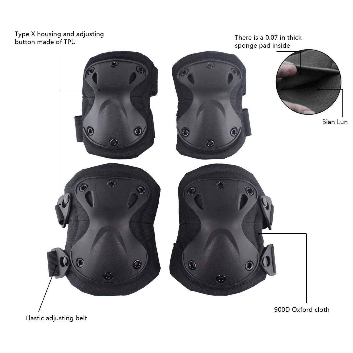 Baby protective knee and elbow pads set from Everything Baby, designed for outdoor play, cycling, skateboarding, and paintball safety.