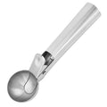 Heavy-duty stainless steel ice cream scoop with trigger handle, ideal for serving ice cream and fruit.