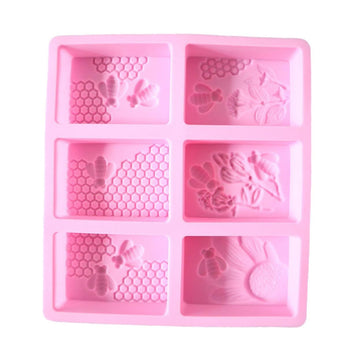 Bee soap silicone fondant mold with honeycomb design for cake, chocolate, cookies, mousse, and pudding decoration.