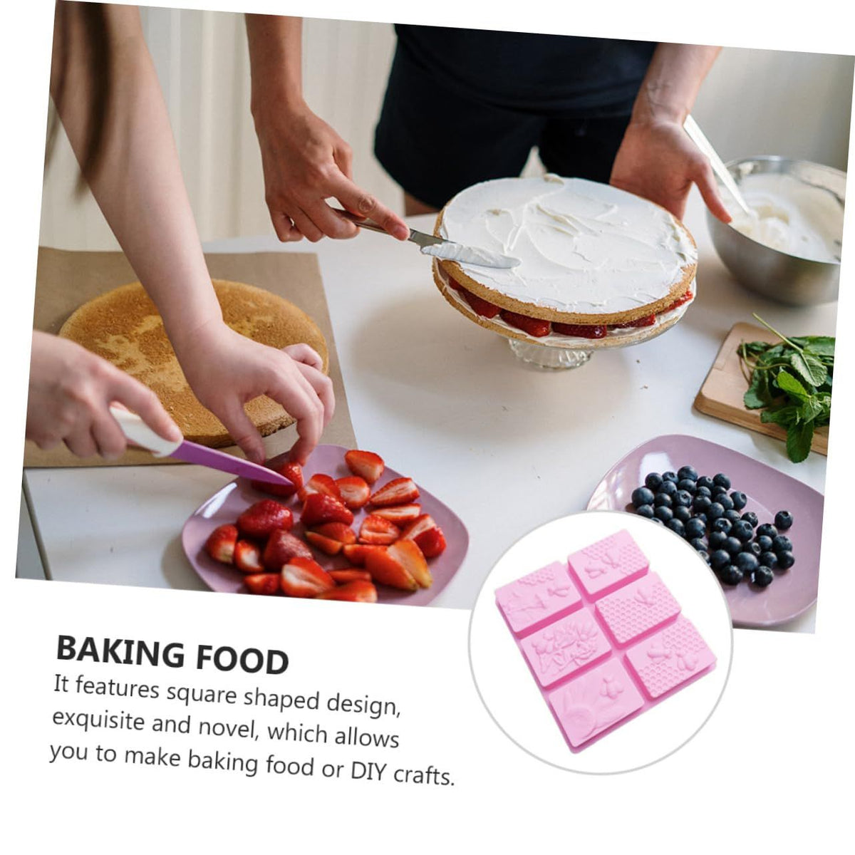 Bee soap silicone fondant mold featuring honeycomb and beehive shapes, ideal for cakes, chocolates, and pudding decorations.