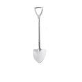 Stainless steel 6.1-inch short garden shovel with round point D handle, ideal for yard digging and outdoor play for kids.