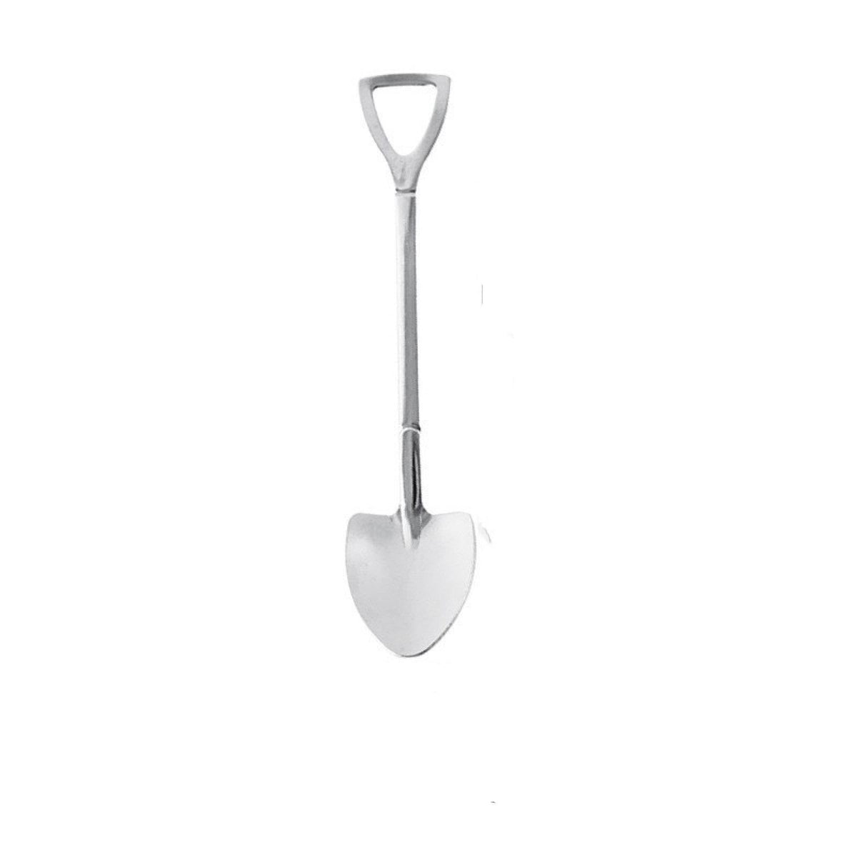 Stainless steel 6.1-inch short garden shovel with round point D handle, ideal for yard digging and outdoor play for kids.